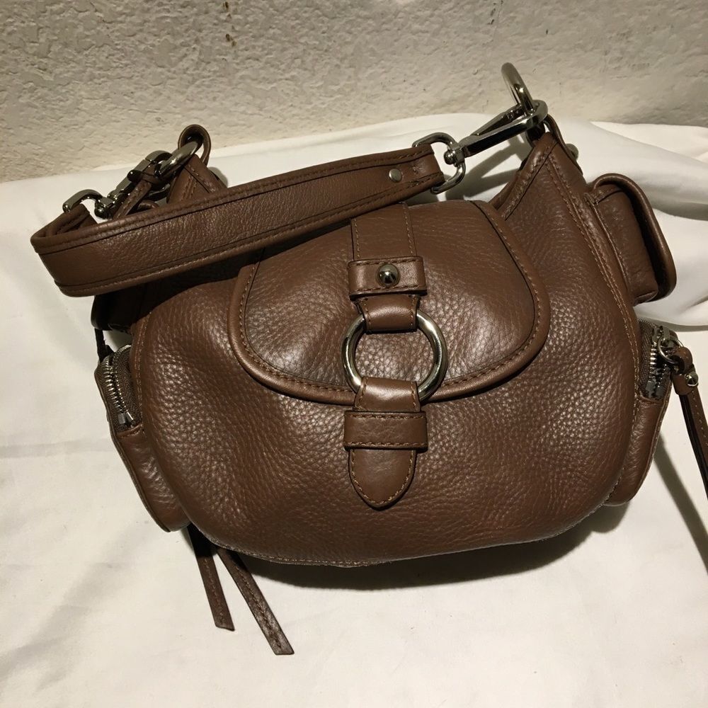 New Banana Republic Brown Genuine Leather Hobo Shoulder Bag pockets Retail $138 - Picture 3 of 15